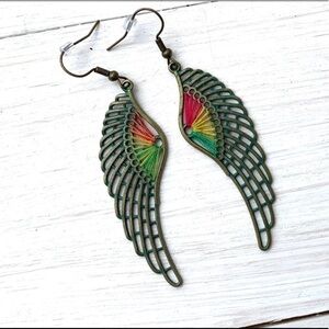 Boho Earrings, Earrings, Bohemian Earrings, Dangle Earrings, Angel wing earring